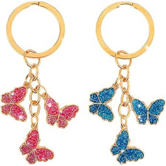 Bewudy 2pcs Butterfly Keyring, School Gifts Key Chain for Women Key Chain for Girls Gift Women Girls Key Purse Bag Accessories