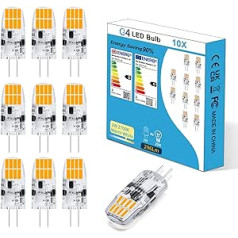 YzzYzz G4 LED spuldzes, 2 W G4 LED spuldzes, silti balta 2700 K, G4 spuldze 296 LM, nomaiņa uz 20 W halogēnām spuldzēm, G4 LED kontaktu pamatnes lampa, AC/DC 12 V, bez mirgošanas, nav regulējams, G4 LED spuldze, Iepakojumā 10