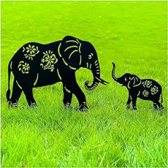 Ziloņu metāla dekoratīvie dārza mietu ziloņu dāvanas sievietēm/mātei/vīriešiem Ziloņu silueta statujas pagalma mākslai, āra, iekšpagalma, āra dekori, dārza rotājumi, zāliena rotājumi,