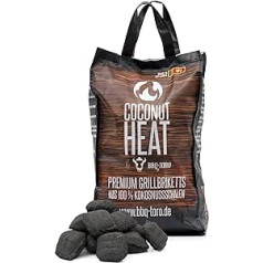 BBQ-Toro Coconut Heat 10 kg | Premium Coconut Grill Briquettes for Long Jobs, 100% Coconut Shells | Coconut Charcoal for Dutch Oven | Coconut Briquettes Grill Charcoal Charcoal Cocos Grill Briquettes