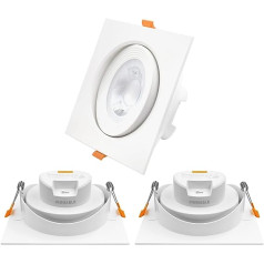 ENUOTEK 12W grozāmi LED lieli padziļināti griestu prožektori padziļināti lukturi kvadrātveida aptumšojami 230V 1100LM CCT 3000K 4000K 5000K izvēles griestu cauruma izmērs 120-130 mm iepakojumā 3