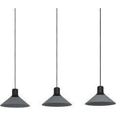 EGLO Abreosa piekarams gaismeklis, 3 spuldžu piekarams gaismeklis, metāla piekarams gaisma melnā, pelēkā krāsā, pusdienu galda lampa, viesistabas lampa, piekarināms E27
