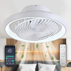 TJSC griestu ventilators ar apgaismojumu LED apgaismojums 360° pagriežams taimeris Kluss ar tālvadības pulti lietotni ventilatora lampa 50 cm 48 W aptumšojams neredzams ventilators griestu apgaismojums viesistabai guļamistabai virtuvei