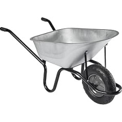 Haemmerlin Aktiv BAU 95 Wheelbarrow (Construction Wheelbarrow with Metal Rim, Pneumatic Wheel, 95 Litre Capacity, Galvanised Deep) 305402005