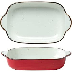 Backgeschirr, Backblech mit Griff, große Backformen aus Porzellan for Auflauf, Lasagne, Braten, Backen, rechteckiges Backgeschirr mit Griffen, 2er-Set, C (Farbe: C) (Farbe: C) (Color : Onecolor)