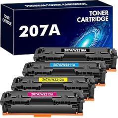 207A 207X MFP M283fdw toneris: HP 207A 207X Color Laserjet Pro M282nw M255dw M283fdn M283 M282 M255 bez mikroshēmas W2210A W2210X W2211AA W2211A.