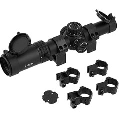 FOCUHUNTER Rifle Scope 1-6X24 Tactical Riflescopes Second Focal Level SFP Fully Coated Aluminium Shockproof with Free 20mm Picatinny and 11mm Dovetail Rings for Hunting