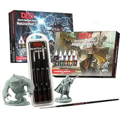 Armijas gleznotāja Dungeons un Dragons Nolzur brīnišķīgais pigmentu komplekts, 46 akrila krāsas, 4 otas, 2 miniatūras lomu spēlēm, galda spēļu miniatūru modeļu gleznošana