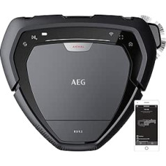 AEG RX9-2-4ANM Robot Vacuum Cleaner, Bagless, Up to 70 Minutes Running Time, Triangular Design, Camera & Laser Technology, Automatic Speed Adjustment, Wide Brush Roll, 700 ml Volume, Grey