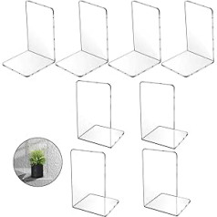 Deefongo Acrylic Bookends, 8 Pack, Heavy Duty Bookends, Non-Slip, Clear, Desk Organiser