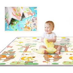 Rotaļu paklājiņš bērnu rāpošanai 180 x 200 x 1,5 cm XXL Spēļu paklājiņš, salokāms, neslīdošs, viegli tīrāms, grozāms, ūdensnecaurlaidīgs grīdas paklājiņš bērnu paklājs