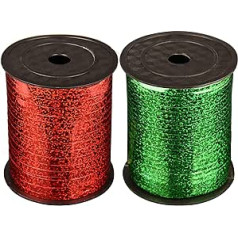 XNHIU 2 Rollen 1000 Meter Weihnachts-Ringelband Ballonband Rot Grün Ballonschnur Band Metallic Geschenkverpackung Band