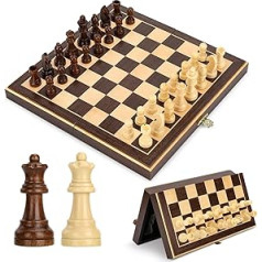 Peradix Magnetic Wooden Chess Game - Folding Chess Board 30 x 30 cm with 2 Queen Pieces - Chess for Adults and Children Christmas and New Year
