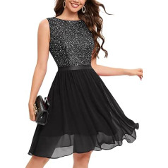 Bbonlinedress Glitter Dress Women's Elegant Round Neck Festive Youth Inauguration Dress with Sequins Cocktail Party Dress Wedding Dress