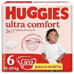 Huggies Ultra Comfort autiņbiksītes 6.izmērs (16-30kg) 102 autiņi