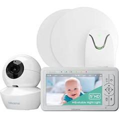 Babysense True Sleep HD video un kustības bērnu monitors — 5 collu HD video mazuļu monitors ar kameru un audio ar nakts gaismu un Babysense 7 mazuļa elpošanas monitors zem matrača — divi vienā