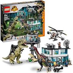 LEGO 76949 Jurassic World Giganotosaurus & Therizinosaurus Attack, Dinosaur Toy with Helicopter, Car and 2 Dino Figures, Christmas Gift