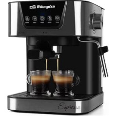 Orbegozo kafijas automāts Expresso un Capuccino EX 6000, 20 bāru spiediens, 1,5 litru tvertne, piemērota vienreizējai devām, 1050 W jauda, melna