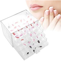 120 Grids Transparent Nail Art Storage Box, 5-Layer Drawer, Water and Dustproof, Elegant Look, Large Capacity, Beads, Nail Art Supplies, Sequence Organize