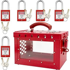 SAFBY Lockout Tagout Box komplekts Pārnēsājama drošības grupas piekaramo slēdzeņu kaste ar 5 Loto slēdzenēm Lock Out Tag Out Station