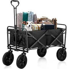 Avalo Bollerwagen XL - Faltbar - Bis 110KG - 91x51x59 cm - 120L - 360º Räder - Schwarz