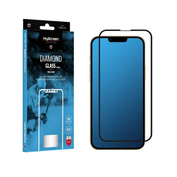 Myscreen DIAMOND GLASS LITE edge FULL GLUE melns aizsargstikls Apple iPhone 13/13 Pro 6.1"