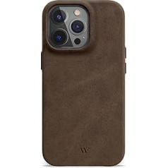 WIIUKA Case for iPhone 15 Pro Max, Leather from Germany, Leather Extra Thin, Premium Mobile Phone Case, Qi, Vintage Brown