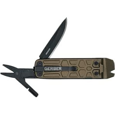 Gerber Multi-Tool with 7 Functions, Knife with Smooth Blade and Belt Clip, Lockdown Slim Pry, Cast Iron/5Cr15MoV, Bronze, 30-001737