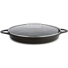 Valira 40 cm Short Induction Compatible Casserole Dish with Lid, Black