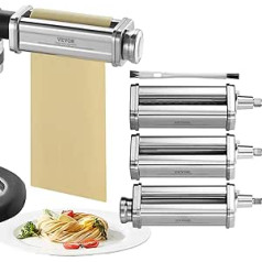 VEVOR 3 tlg. Manuelle Nudelmaschine Edelstahl, Edelstahl Frische Manuell Pasta Walze Maschine Italienische Flachteigmaschine Pastamaker inkl. Reinigungsbürste für Spaghetti, Lasagne usw.