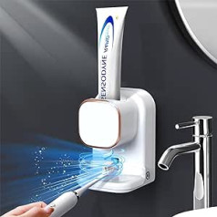 Automātiskais zobu pastas dozators, pie sienas stiprināms elektriskais zobu pastas dozators bērniem un pieaugušajiem, zobu pastas dozators vannas istabai (balts)