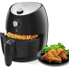 Aigostar Hayden Pro XL Hot Air Fryer Oven, 3.5 L, 1,500 W, Non-Stick and Removable Frying Basket, 30 Minute Timer, Overheat Auto Shut Off, Oilless, Easy to Clean, Stainless Steel, Black