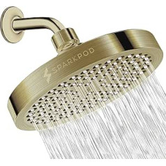 SparkPod Shower Head - High Pressure Rain - Luxury Modern Look - No Hassle Tool-Less 1-Min Installation - The Perfect Adjustable Replacement for Your Bathroom Shower Heads (Polished Antique Brass)