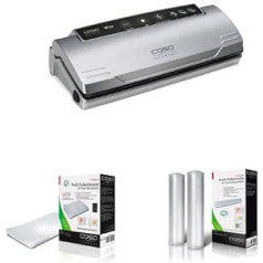 CASO VC 10 Vacuum Sealer (1340) 30 cm garas, metinātas šuves, dabiska uzglabāšana bez konservantiem Ietver 10 profesionālus maisiņus, ietver dubultās folijas maisiņus