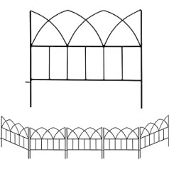 SCENDOR GARDEN Iepakojumā 5 dekoratīvie žoga paneļi 45 x 40 x 0,5 cm rūsas necaurlaidīgs suņu žogs āra salokāmām ainavām terases žogiem puķu dobes Dzīvnieku suņu barjera (melna A)