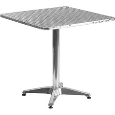 Flash Furniture Aluminium Bistro Table - Square Aluminium Table for Garden, Balcony and Outdoor Catering - Easy Care Garden Table with Base - Silver