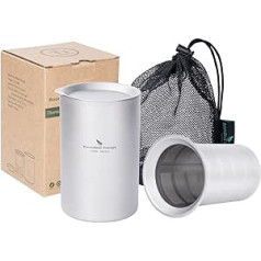 iBasingo 350ml Titan Teetasse mit Filter & Deckel Fur Losen Tee Kaffee Becher Indoor Outdoor Doppelschicht Tasse mit Deckel für Camping Picknick Wandern Reisen Büro Ti3023D