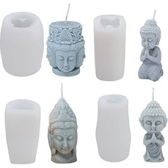 Silicone Mould Candle 3D Buddha Silicone Moulds Candle Moulds DIY Buddha Candle Moulds 3D Buddha Casting Mould DIY 3D Buddha Figures Candles Casting Mould for Soap Candles Making Craft Ornaments (Pack