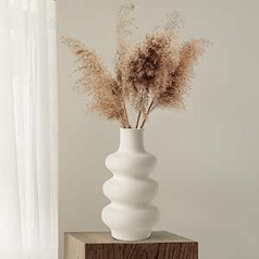 Winter Shore Beige Ceramic Vase - 25 cm Flower Vase Modern with Doughnut Design - Vase for Pampas Grass, Dry & Fresh Flowers - Vase Decoration for Office, Dining Tables, Centrepieces & Weddings