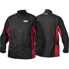 Lincoln Electric šķeltas ādas metināšanas jaka ar piedurknēm | Ugunsizturīgs (FR) Kokvilnas korpuss | Melns un sarkans | K2986 (M-5XL)