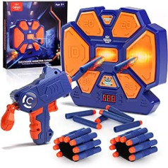 Leho Castle Nerf Target elektroniskais mērķis Nerf pistolei, digitālais mērķis ar gaismas skaņas efektiem, ar 1 rotaļlietu pistoli, 20 putu munīciju, 2 rokas siksnām