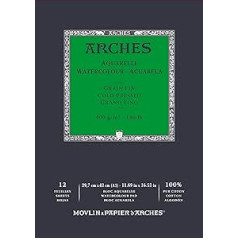 ARCHES A1795094 Block Enc 29,7 x 42 12H Akvareļi 100% Smalki 300 g Balts Dabīgi Balts