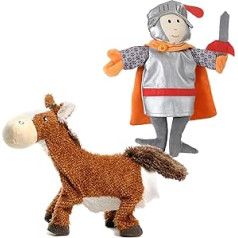 Krause & Sohn High-Quality Doll Theatre 70 x 165 cm Door Theatre for Children High Quality Hand Puppets Fairy Tales Kasperletheater (Hand Puppets Horse & Knight)