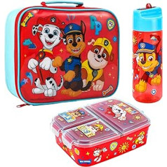 Zawadi Global Paw Patrol bērnu pusdienu kastes komplekts — izolēta pusdienu soma, daudznodalījumu pusdienu kaste un 540 ml ūdens pudele — skolai, ceļojumiem, pusdienu komplekts, nesatur BPA