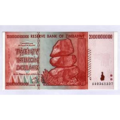 ZWD Reserve Bank von Simbabwe Z $ dolāru banknote - 20 triljoni