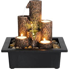 Table Fountain with 3 Candle Holders, Mini Waterfall for Indoor Use, Relaxation Water Feature