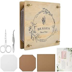 Healius Deluxe Flower Press Kit (7,5 x 7,5 collas) Videi draudzīgs amatniecības komplekts pieaugušajiem un bērniem, ietver šķēres un pincetes, ideāli piemērots botāniskajai mākslai, presētu ziedu projektiem.