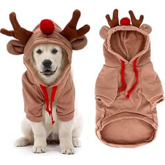 Suņu Ziemassvētku tērps, Suņu Ziemeļbriežu Ziemassvētku mētelis ar kapuci Ziemassvētku ziemas mētelis Apģērbs Ziemassvētku ballīte Suņu kaķu apģērbi suņiem Kucēni Kaķi Cosplay Party (XL)