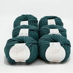 ggh Aspen Box - biezs merino vilnas maisījums - 6 x 50 g bumbiņas (kopā 300 g) - adīšanai vai tamborēšanai, krāsa 101 - jūras zaļa