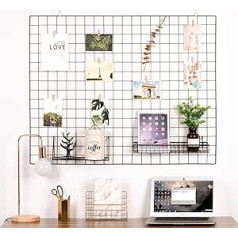 kufox Vinyl Dipped Grid Panel, Multifunctional Photo Hanging and Wall Organiser, 1 Piece, Size 39 x 31.5 Inch, Black